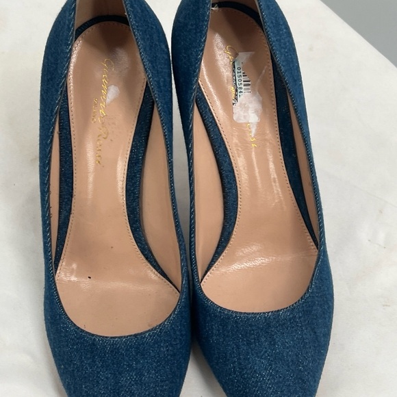 GIANVITO ROSSI Women's High Stiletto Heels Pointed Toe "85" Blue Denim Pumps ~37 - Picture 6 of 16